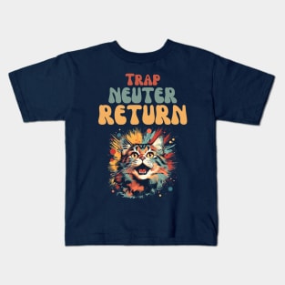 Trap Neuter Return Cat Design - Supporting Feral Cats' Welfare Kids T-Shirt